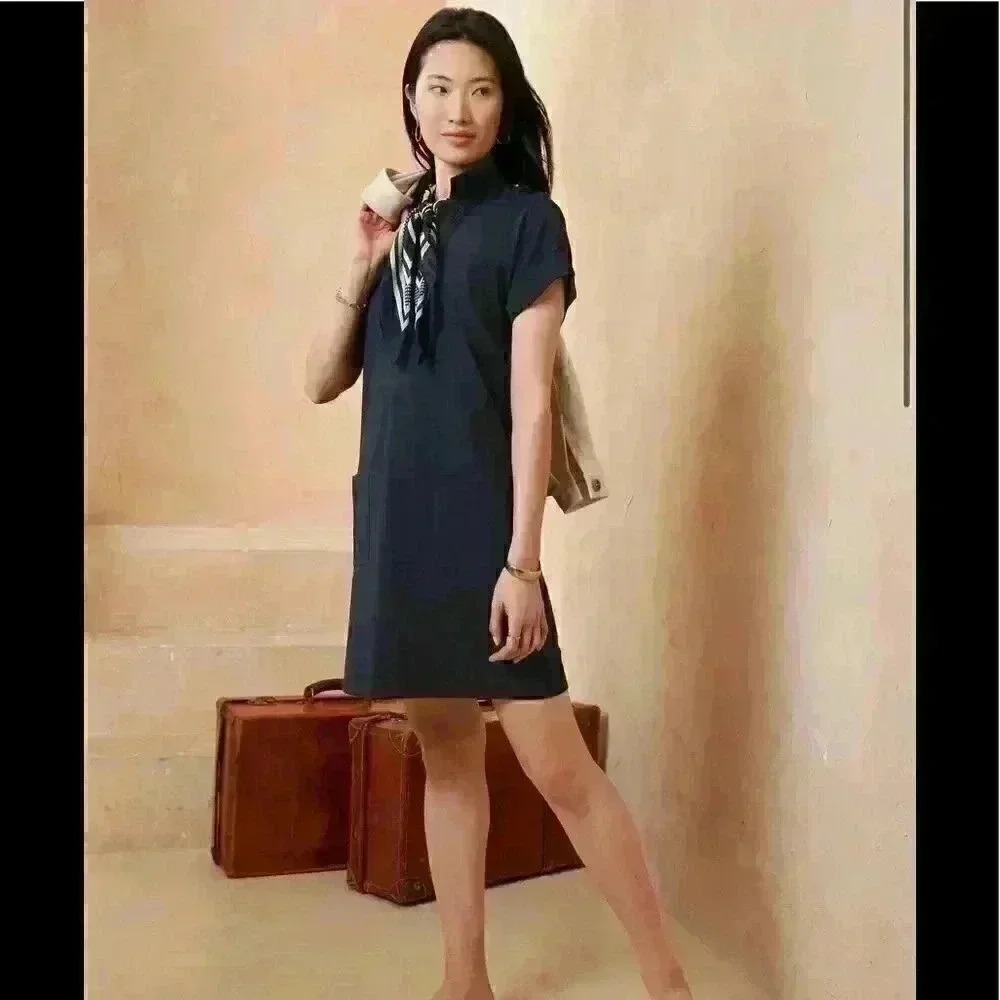 Banana Republic Navy Blue Short Sleeve Mini Dress